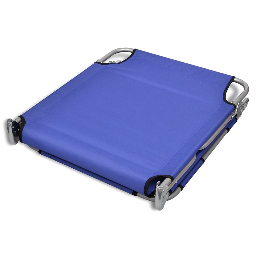 Folding sun lounger with head cushion, blue coated steel