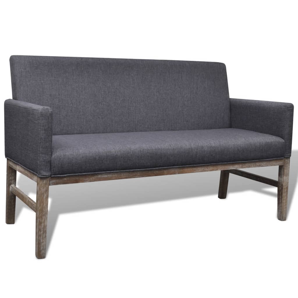 Padded cushion bench fabric/rubber tree dark gray