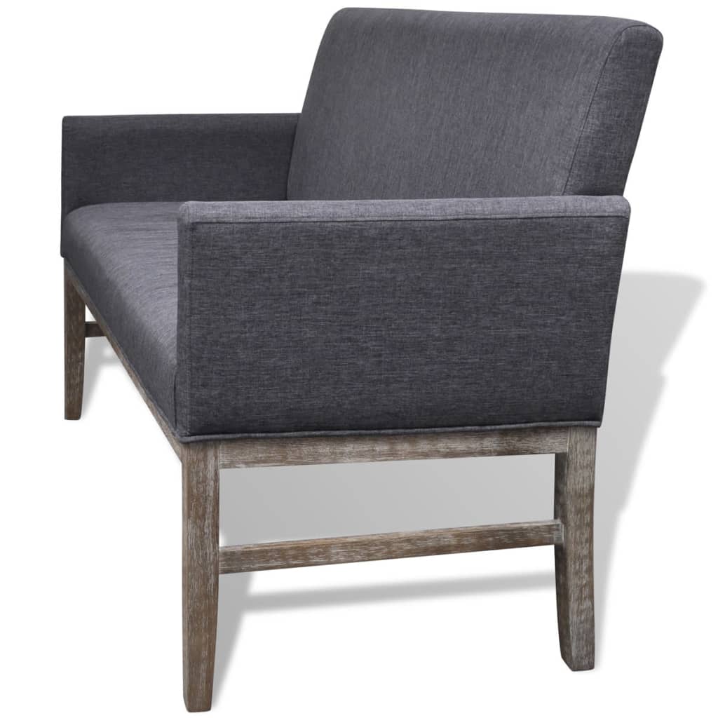 Padded cushion bench fabric/rubber tree dark gray