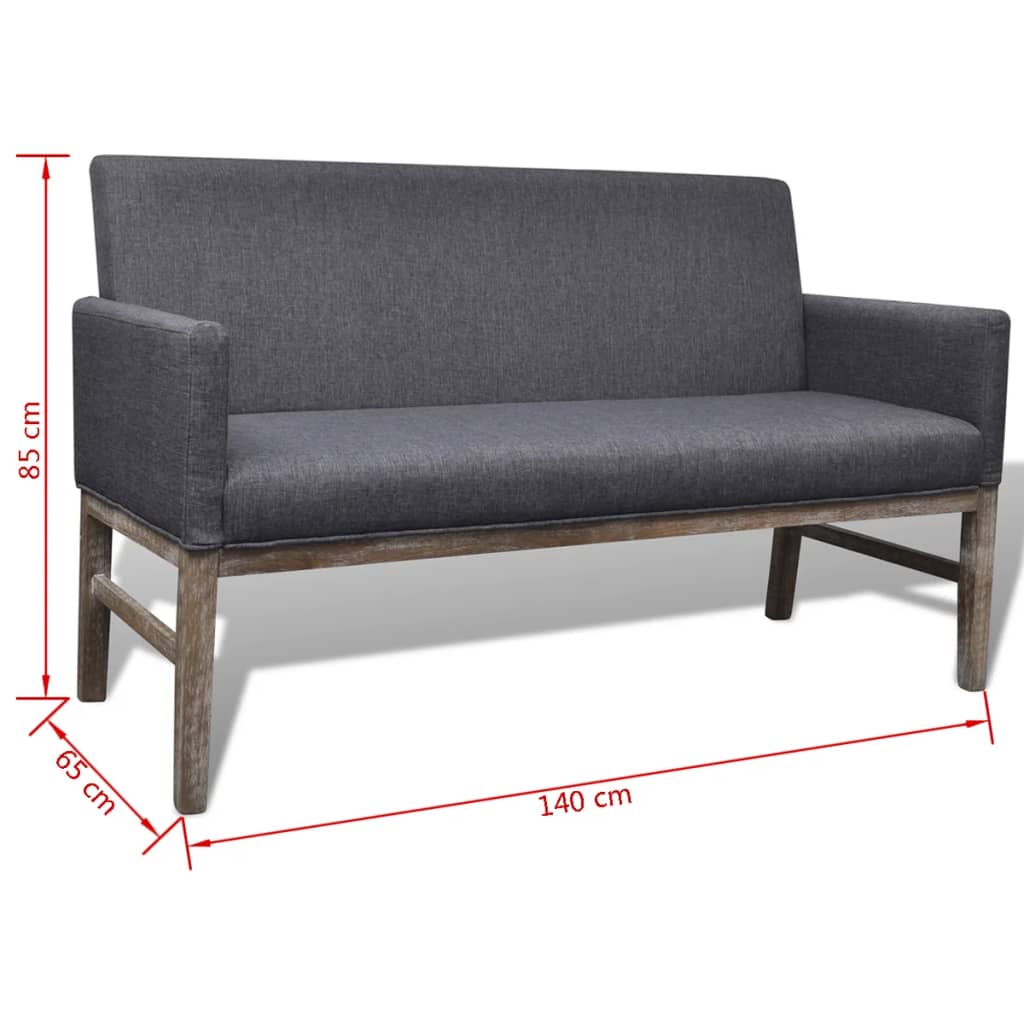 Padded cushion bench fabric/rubber tree dark gray