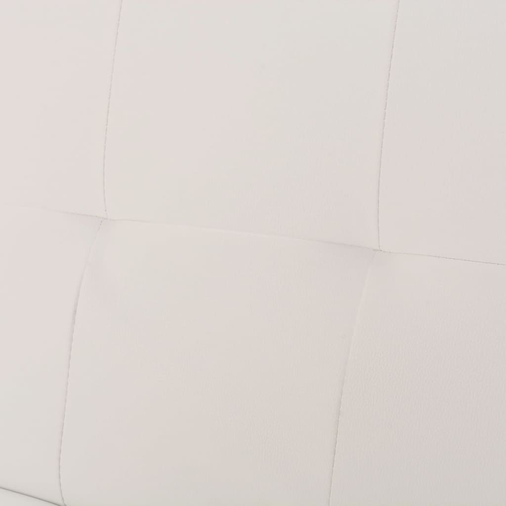 Sofá-cama ajustável c/ 2 almofadas couro artificial branco nata