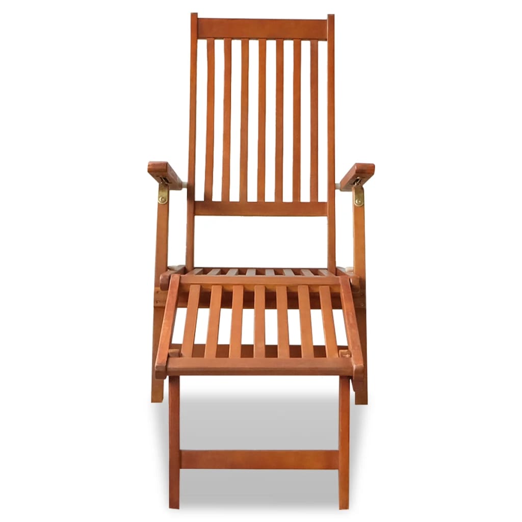 Outdoor sun lounger with footrests in acacia wood