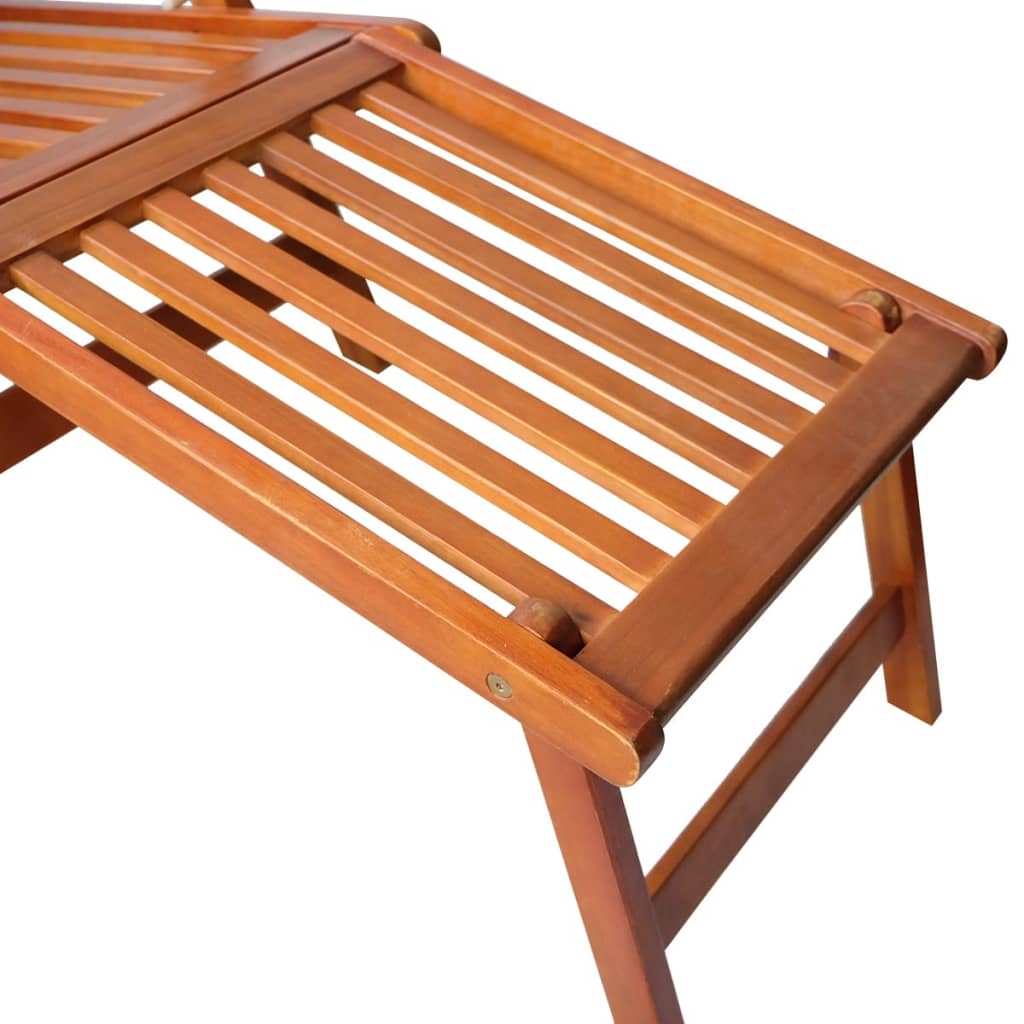 Outdoor sun lounger with footrests in acacia wood