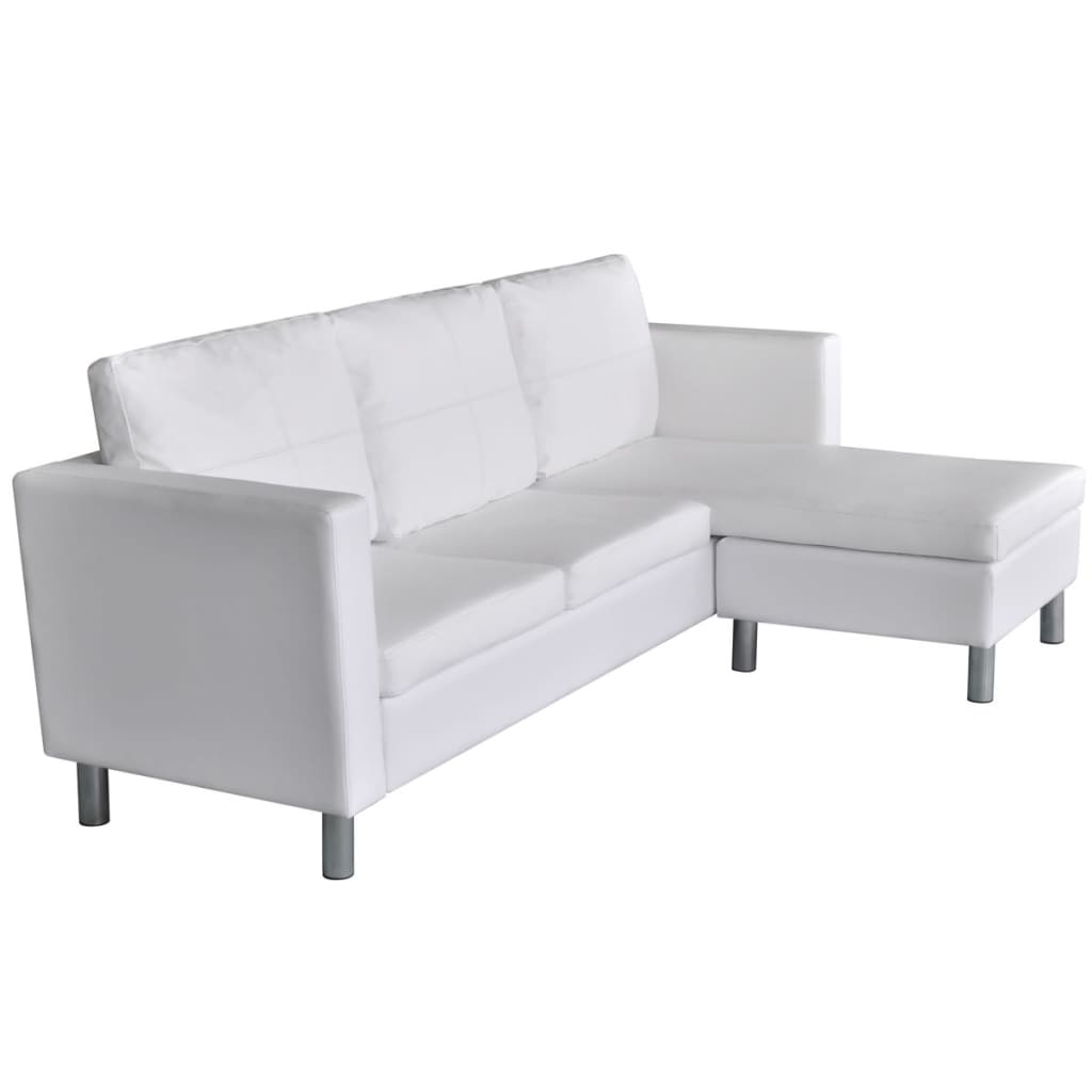 3 seater sectional sofa in white faux leather