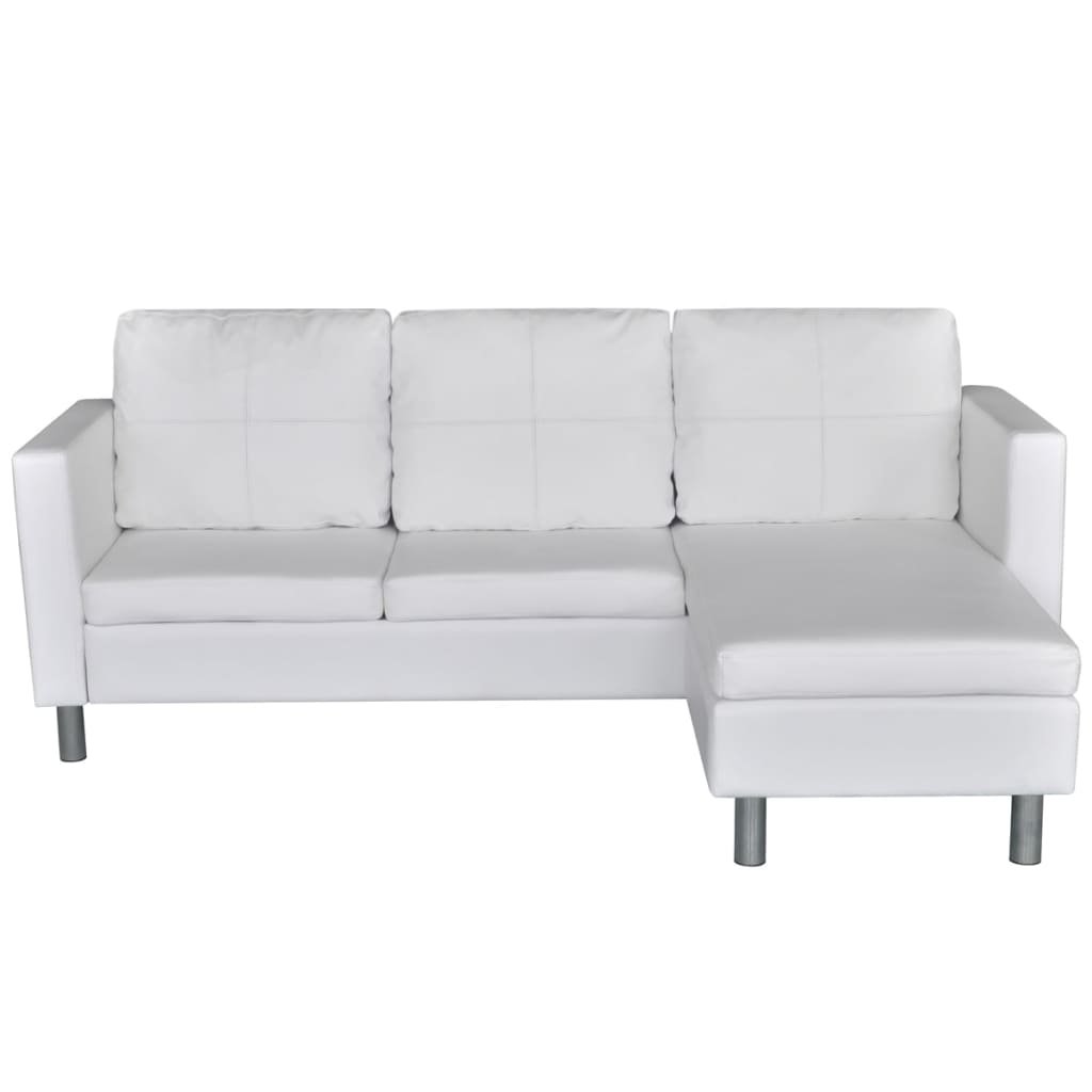 3 seater sectional sofa in white faux leather