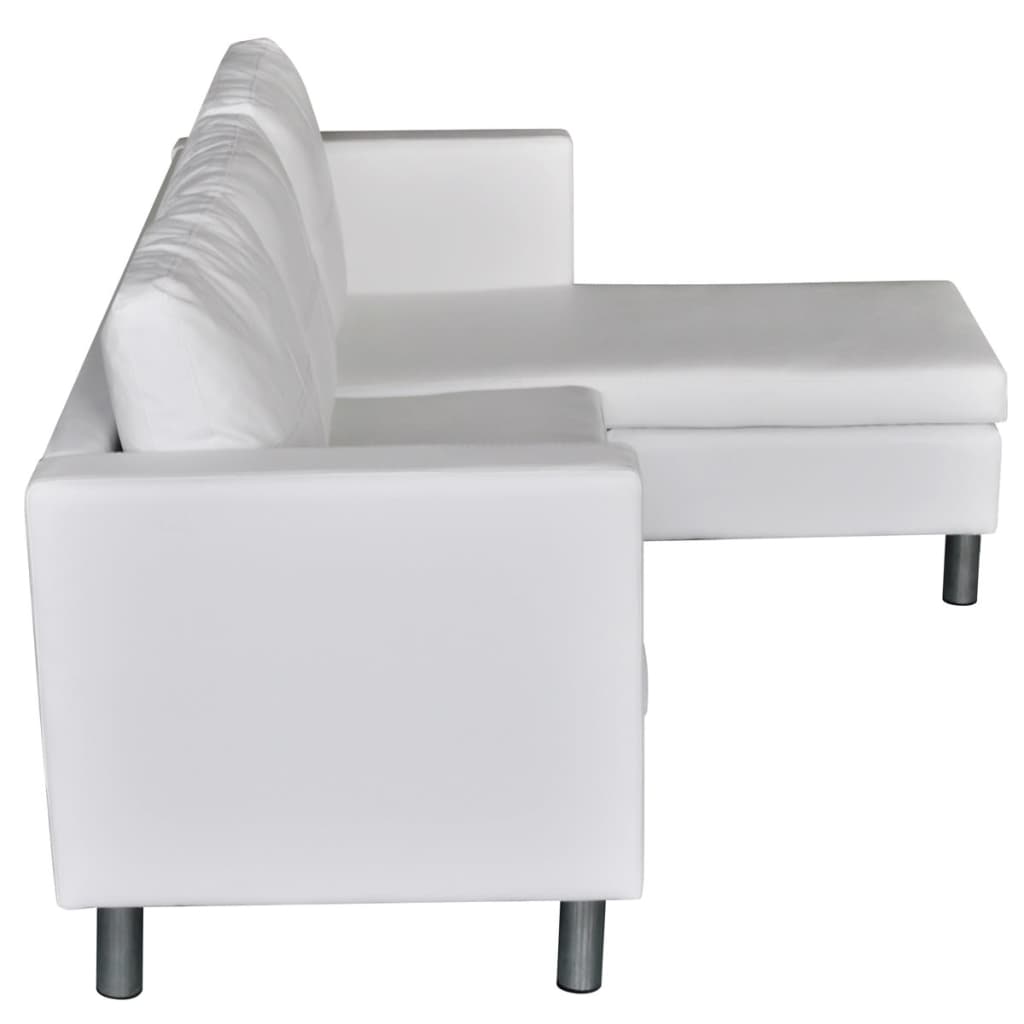 3 seater sectional sofa in white faux leather