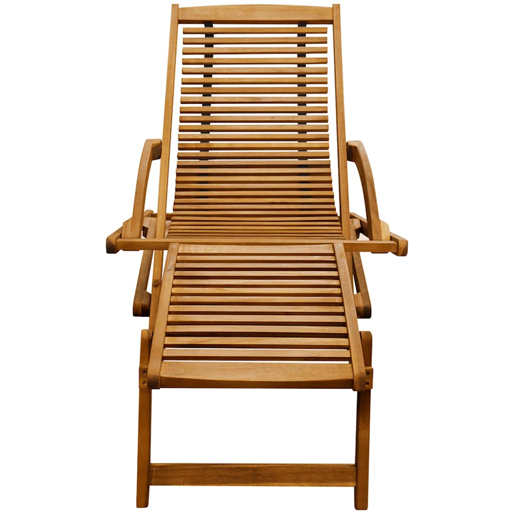 Sun lounger with footrests in solid acacia wood