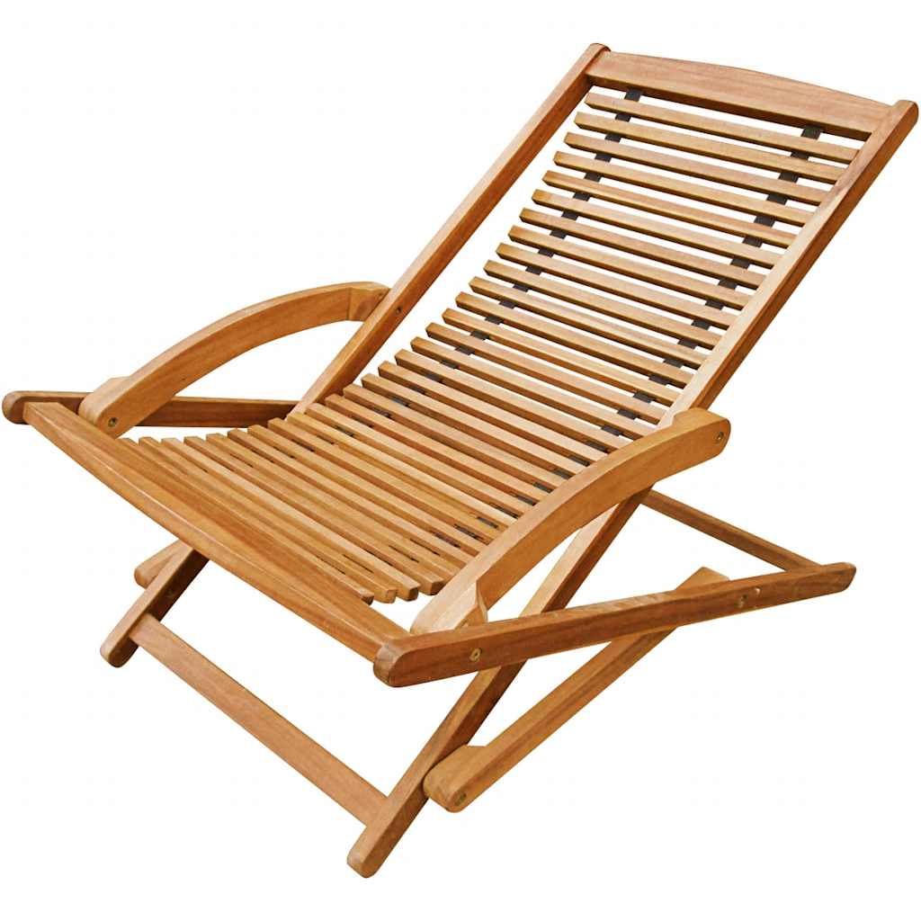 Sun lounger with footrests in solid acacia wood
