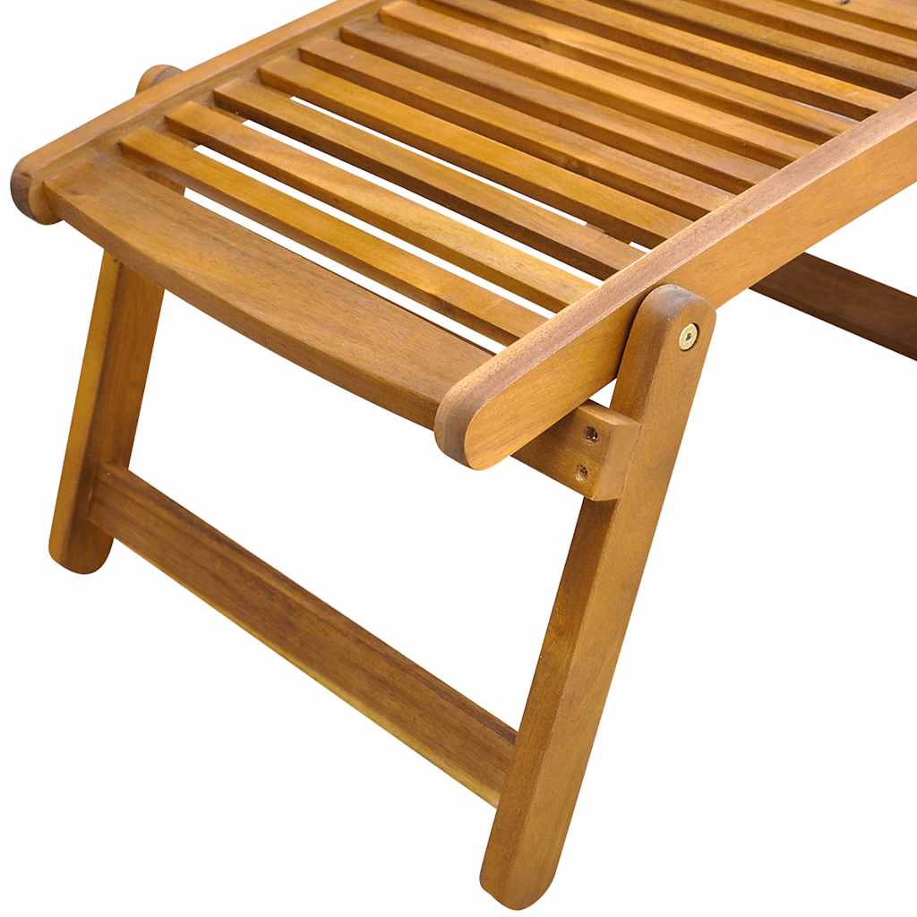 Sun lounger with footrests in solid acacia wood