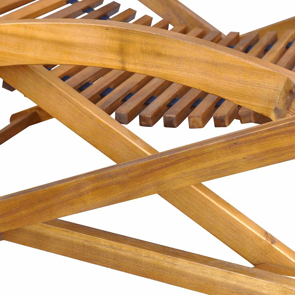 Sun lounger with footrests in solid acacia wood