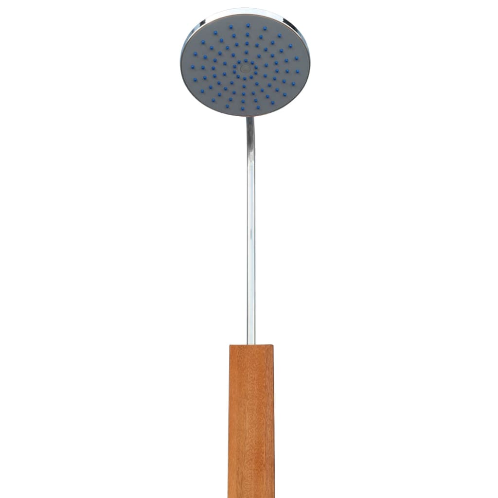 Outdoor shower made of eucalyptus wood and steel