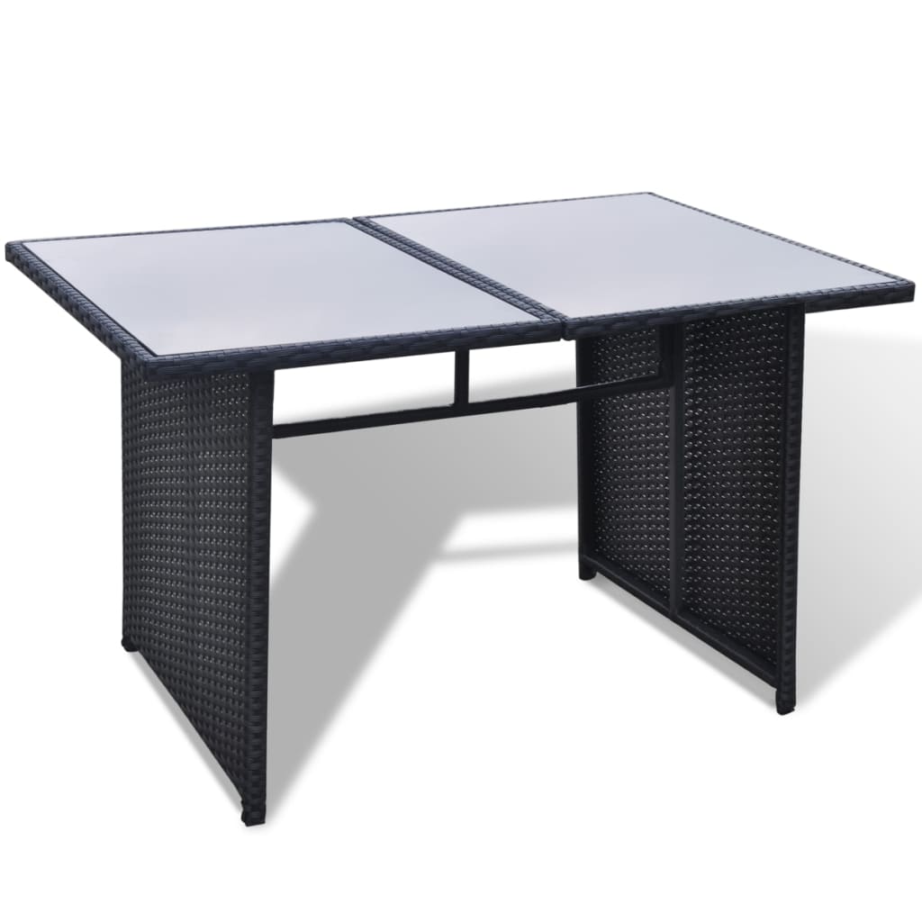 10 pcs conjunto lounge de jardim c/ almofadões vime PE preto