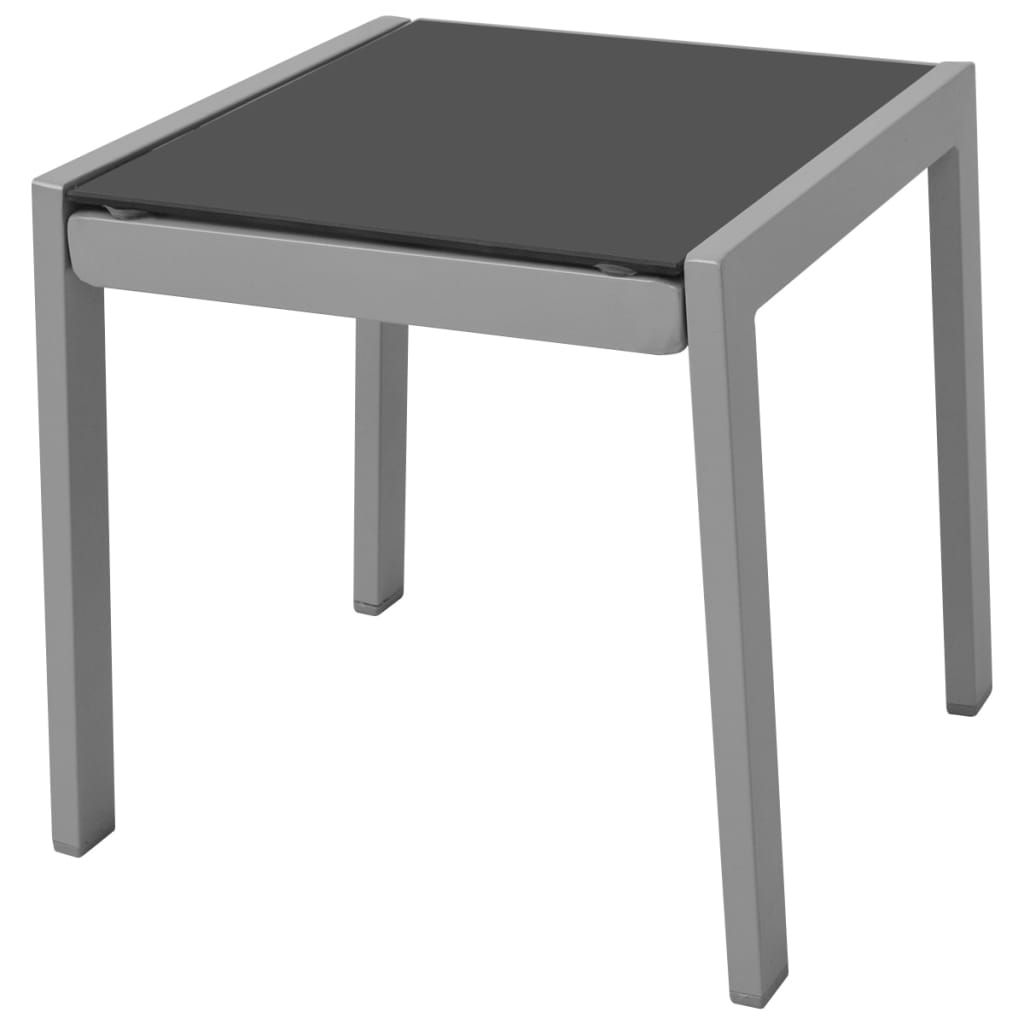 Sun loungers with black aluminum table