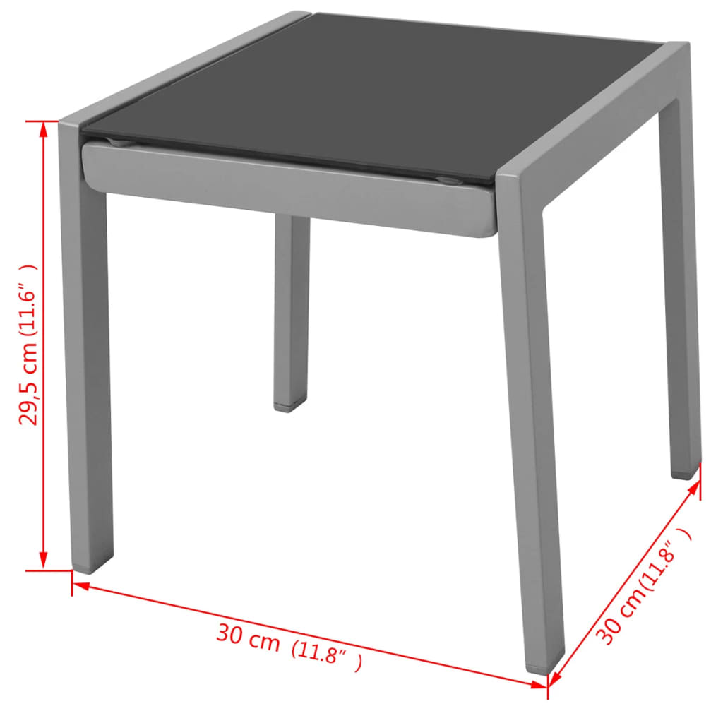 Sun loungers with black aluminum table