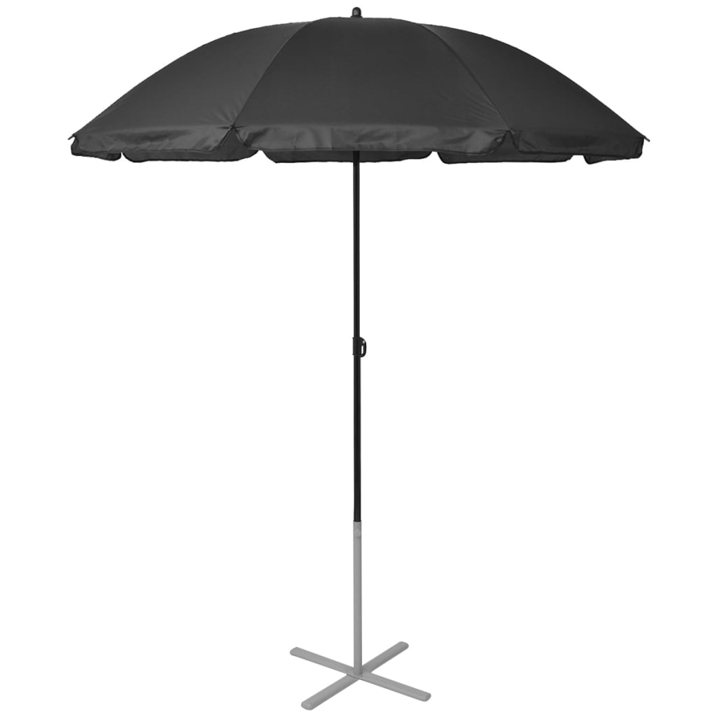 Sun loungers with black aluminum umbrella