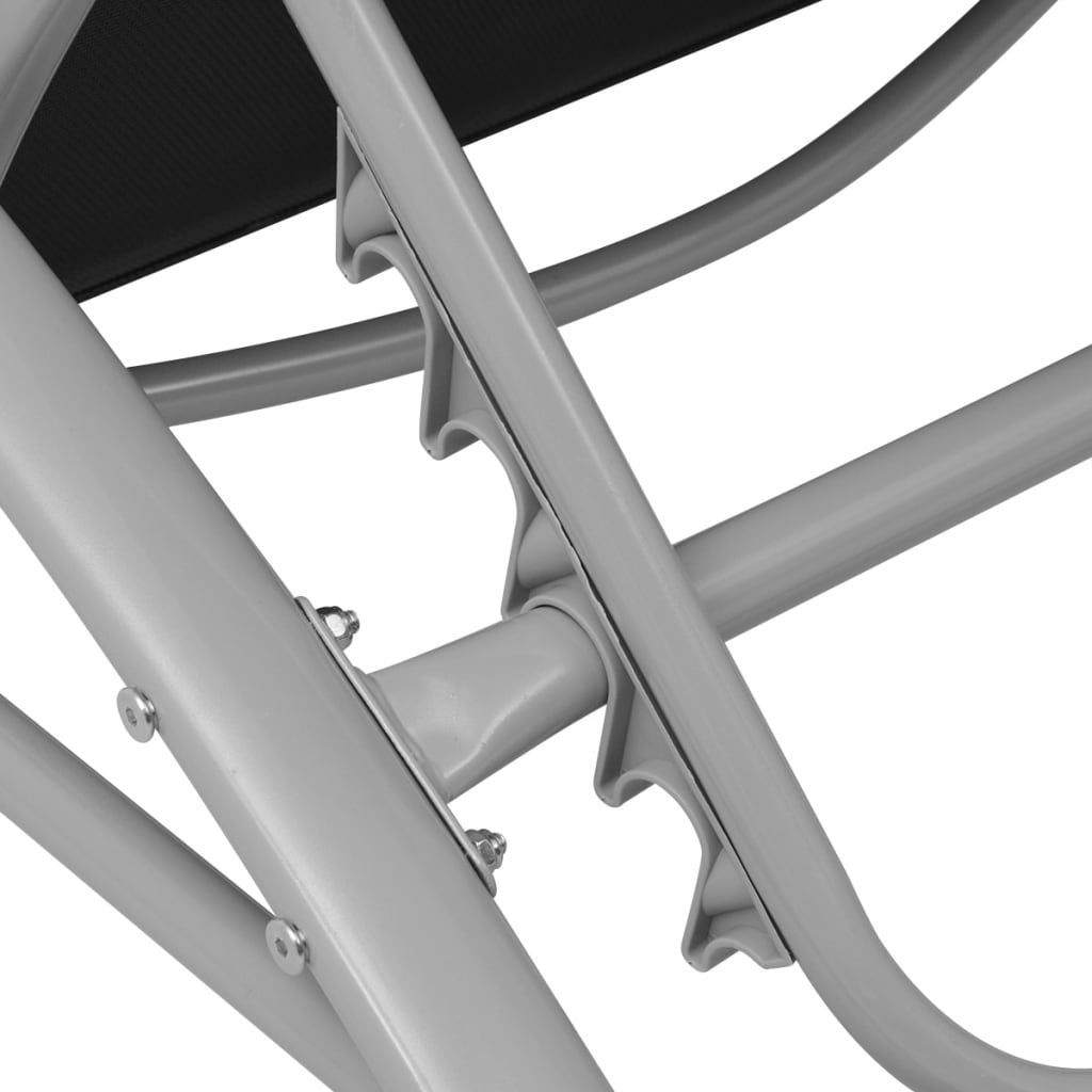 Sun loungers with black aluminum umbrella