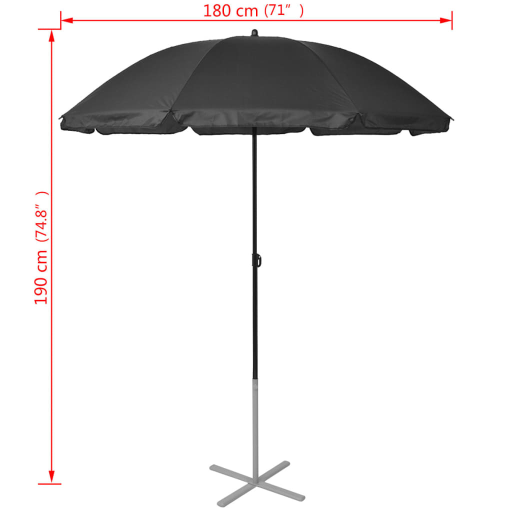 Sun loungers with black aluminum umbrella