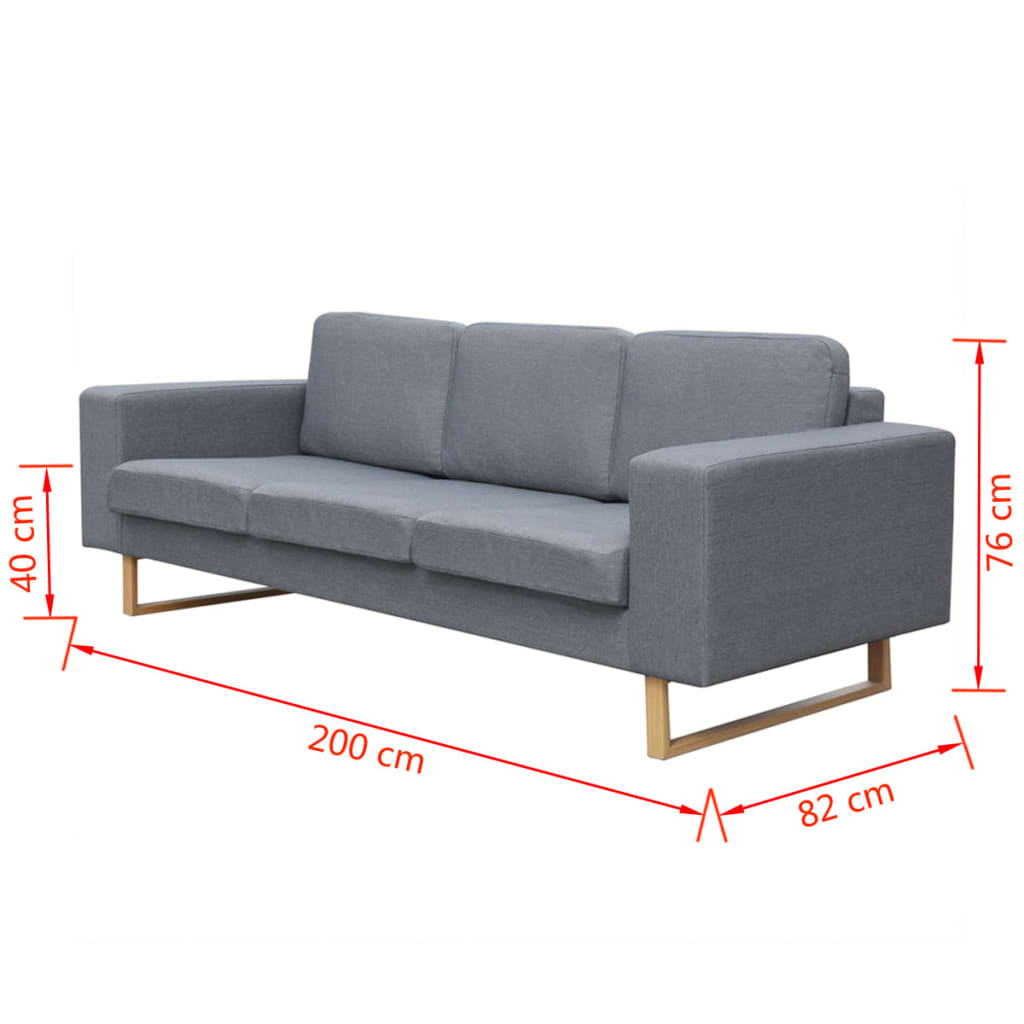 3-seater sofa in light grey fabric