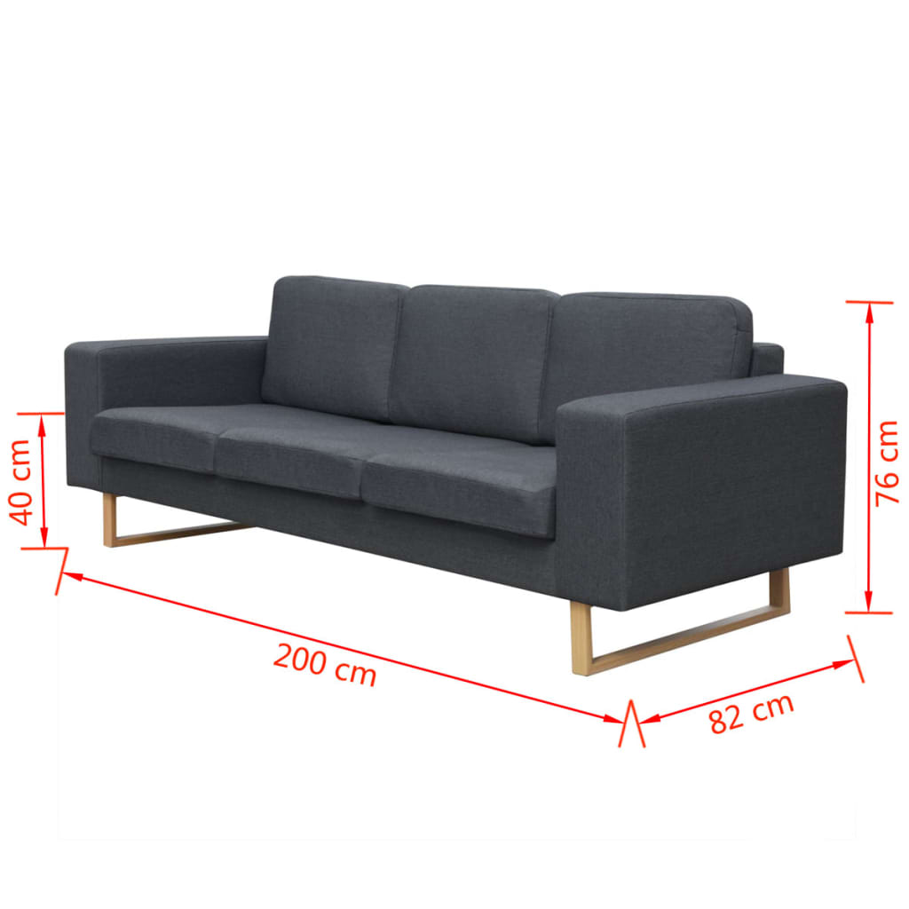 3-seater sofa in dark grey fabric