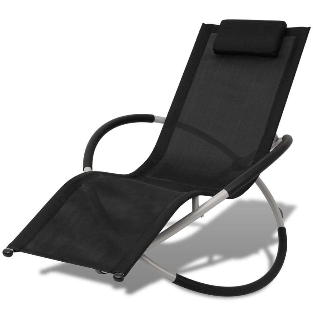 Black and grey geometric steel outdoor sun lounger