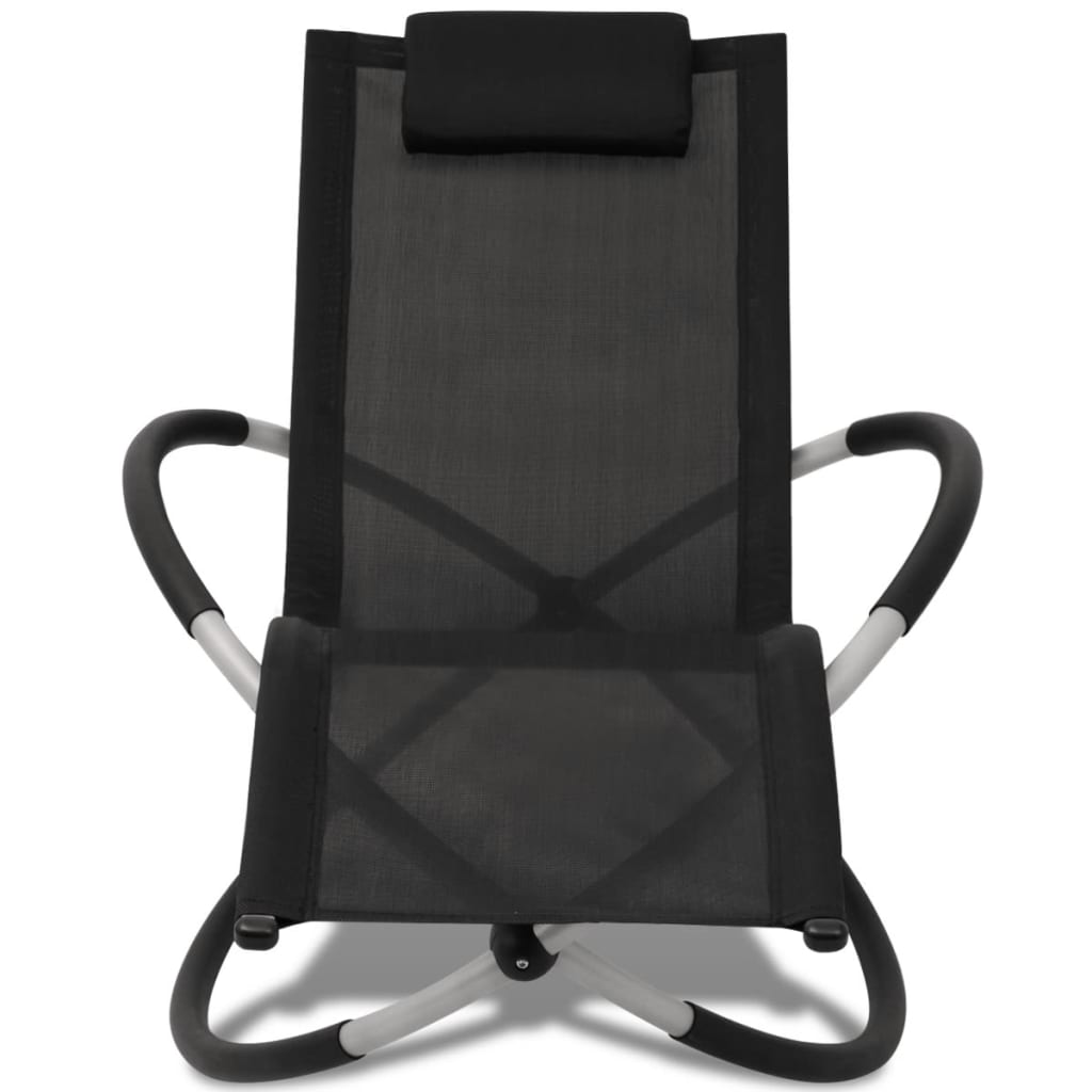 Black and grey geometric steel outdoor sun lounger