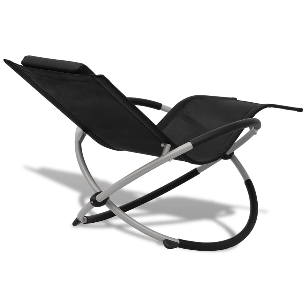 Black and grey geometric steel outdoor sun lounger