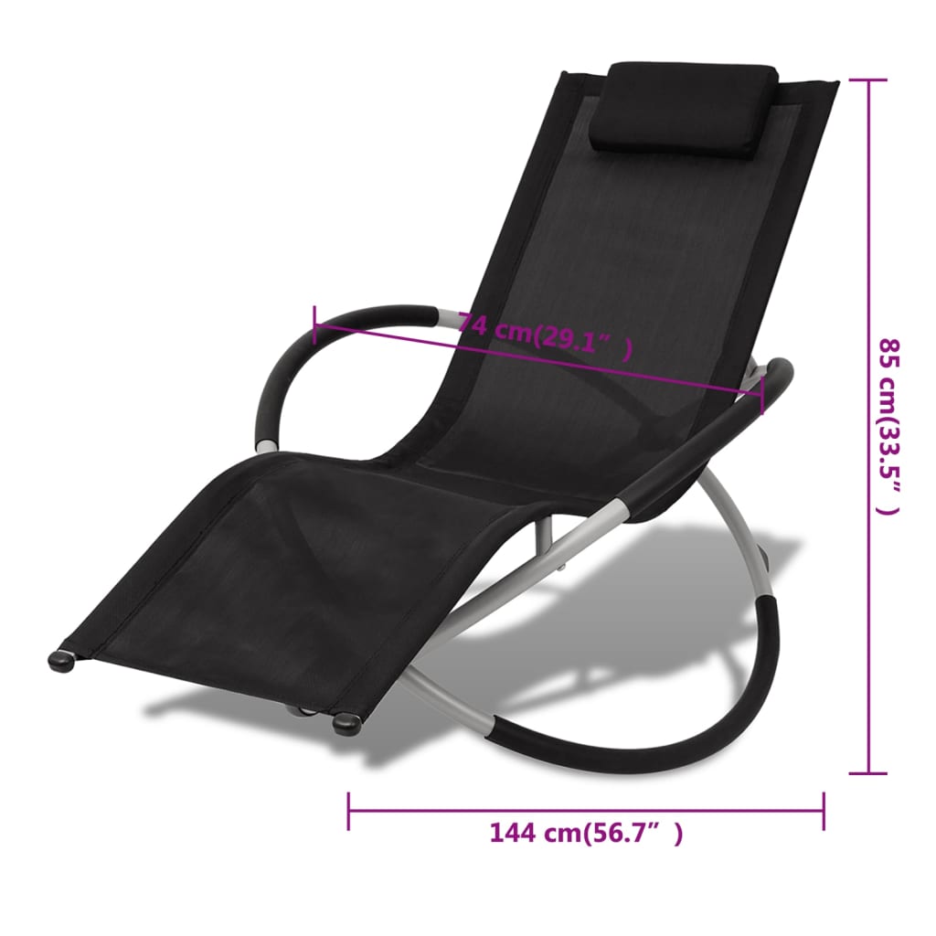 Black and grey geometric steel outdoor sun lounger