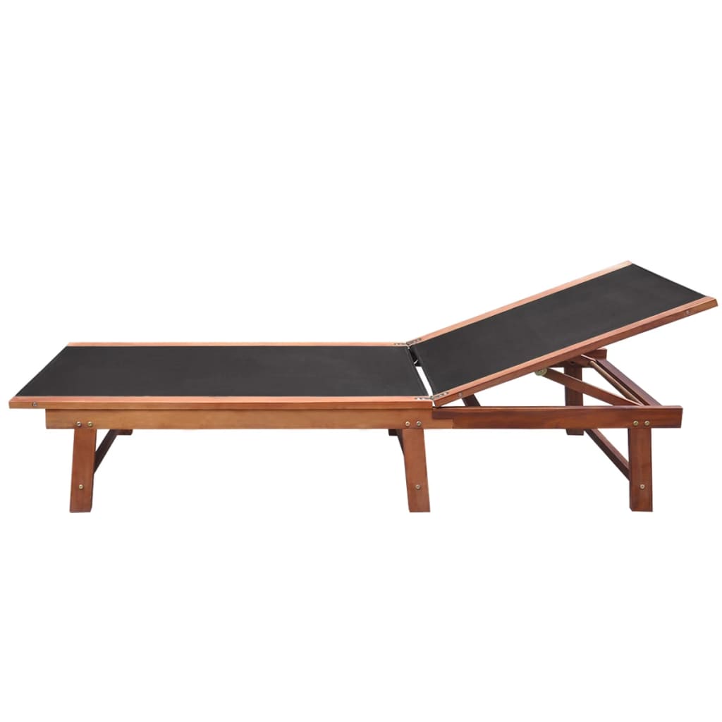 Sun loungers with table 2 pcs solid acacia and textilene