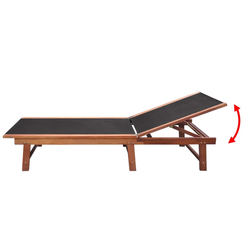 Sun loungers with table 2 pcs solid acacia and textilene