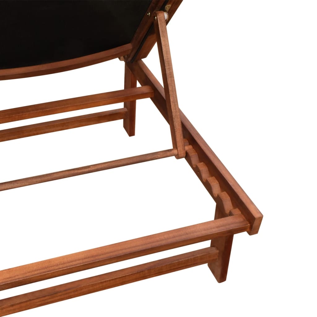 Sun loungers with table 2 pcs solid acacia and textilene