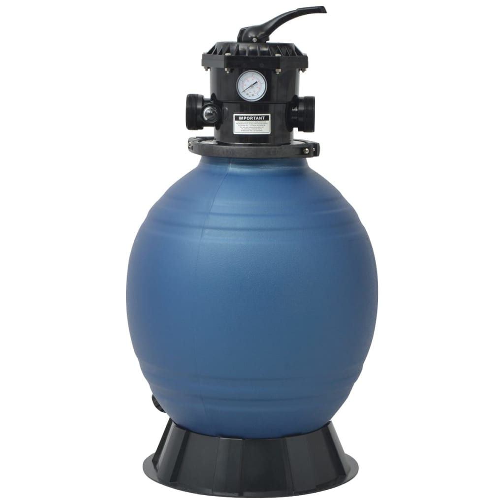 Sand filter for swimming pool with 6-position valve, blue, 460 mm