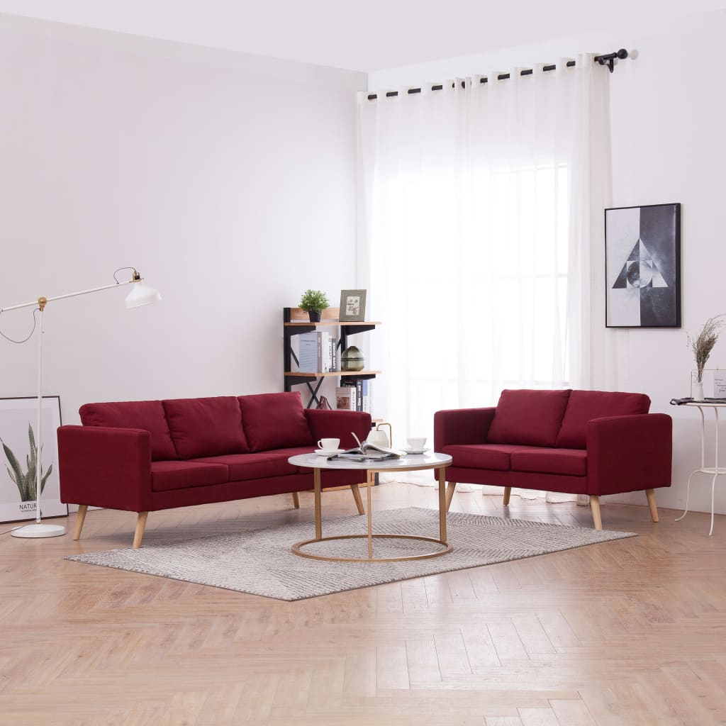 2 pcs sofa set red dyed fabric