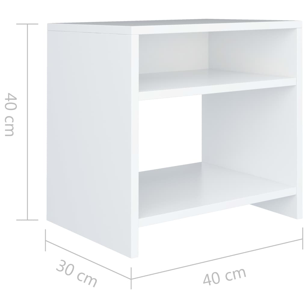 Bedside table 40x30x40 cm wood derivatives white