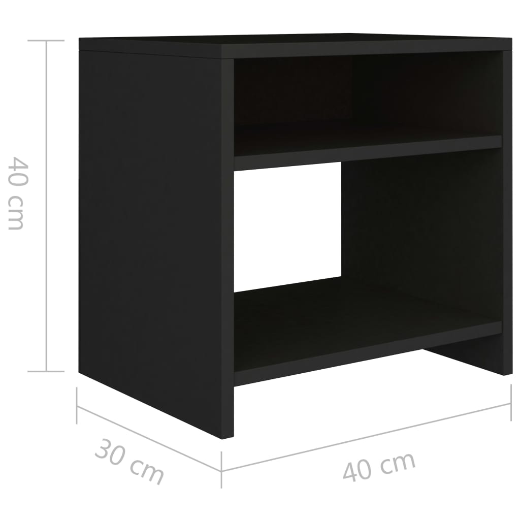 Bedside table 40x30x40 cm black wood derivatives