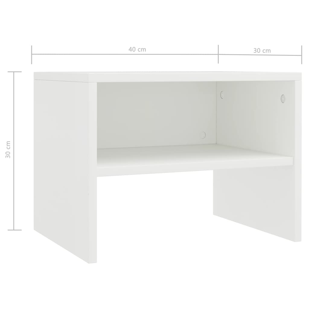 Bedside table 40x30x30 cm white chipboard
