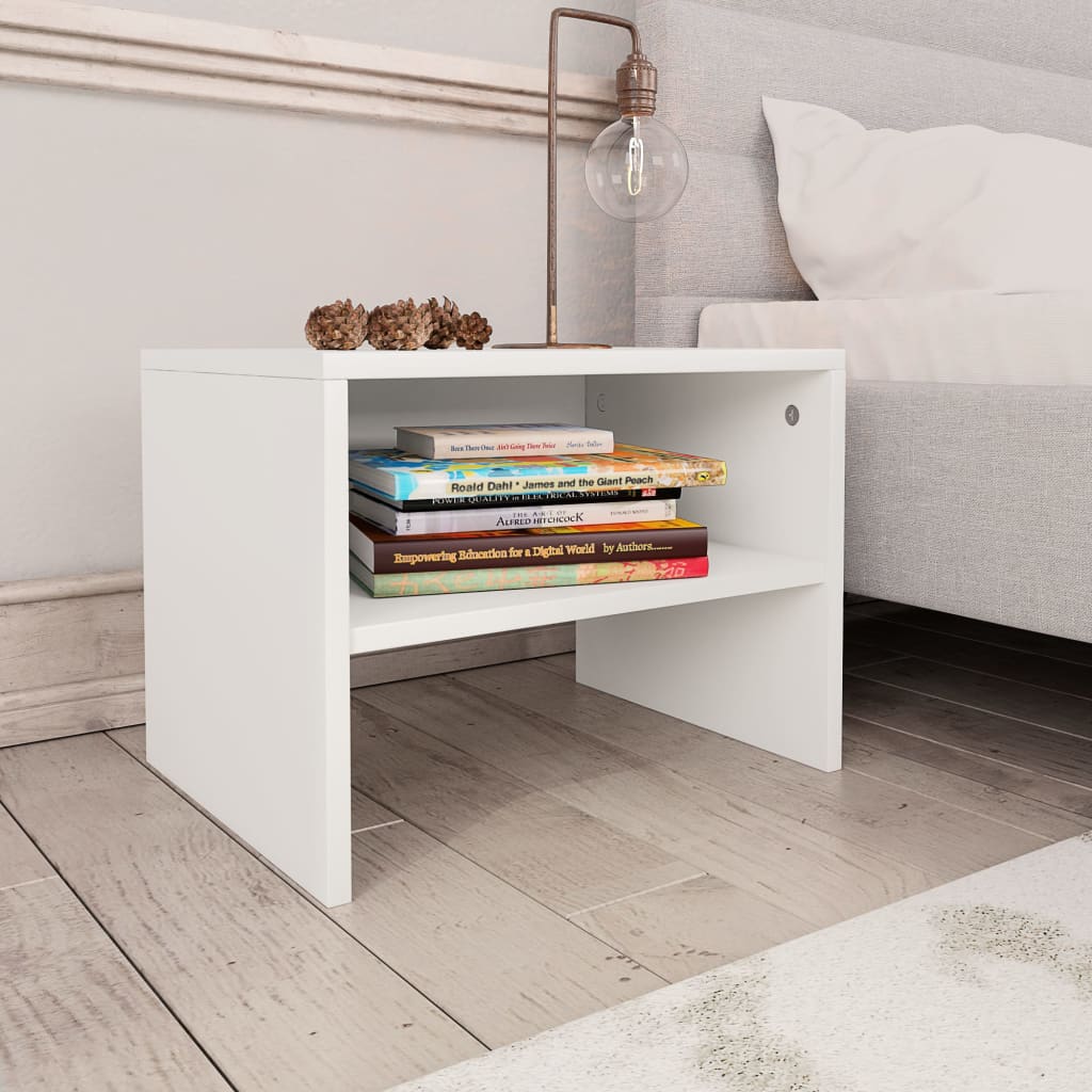 Bedside table 40x30x30 cm white chipboard
