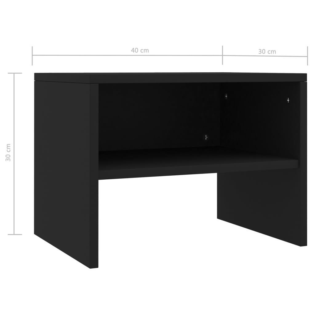 Bedside tables 2 pcs 40x30x30 cm black plywood