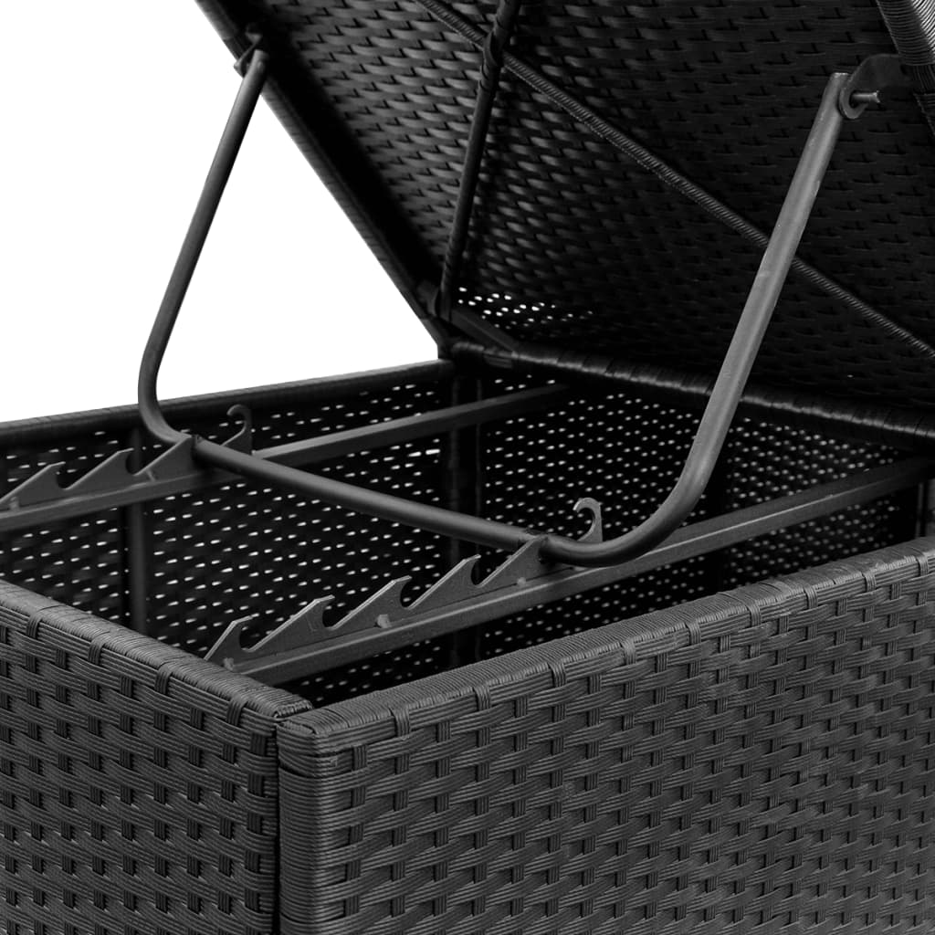 Sun loungers with cushions 2 pcs black poly rattan