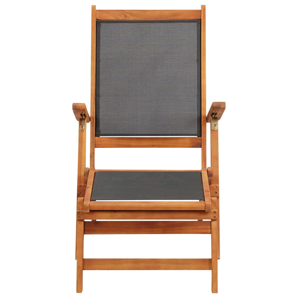 Outdoor sun lounger in solid acacia wood and textilene