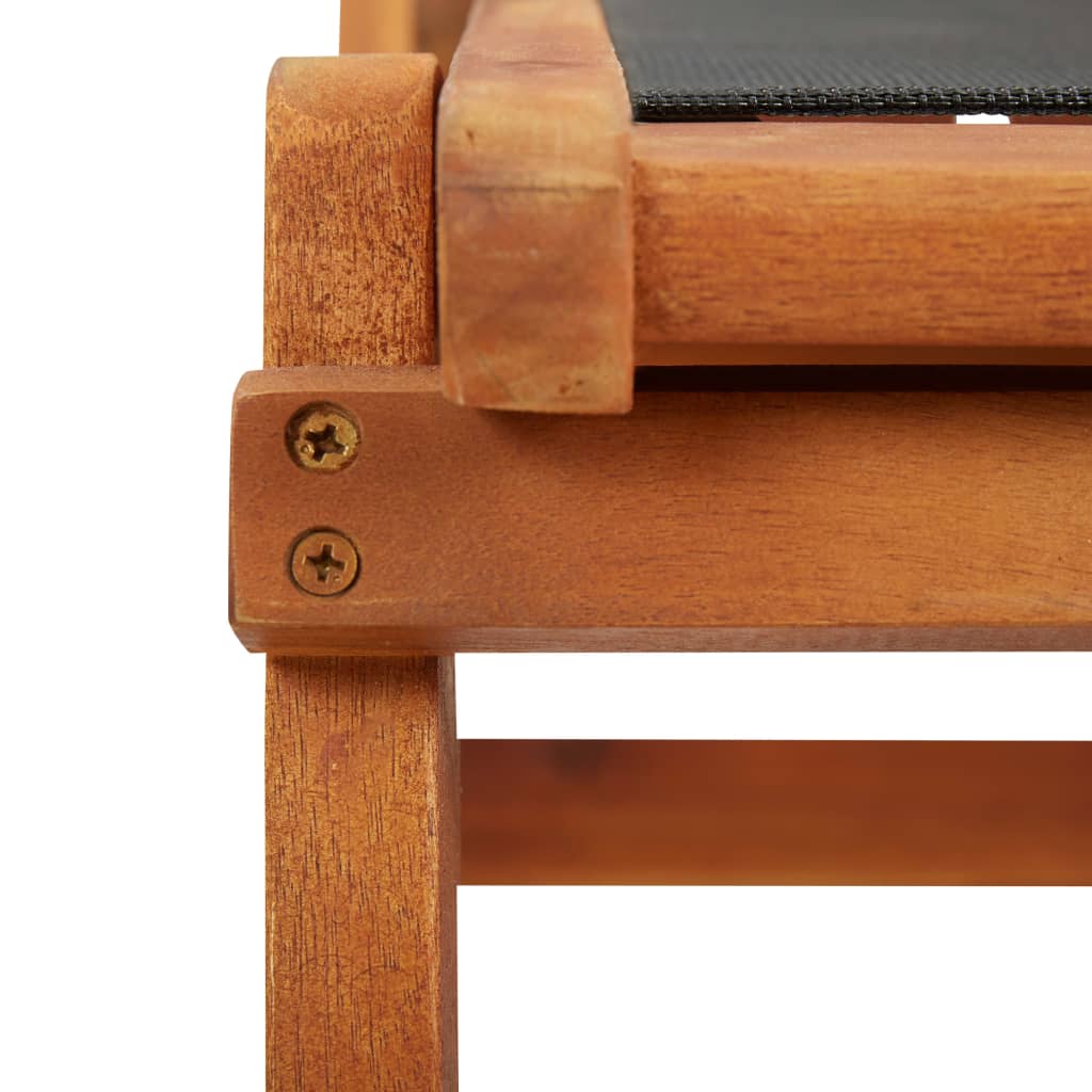 Outdoor sun lounger in solid acacia wood and textilene