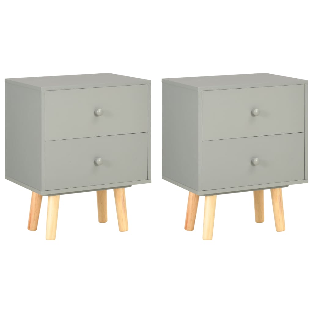 Mesas cabeceira 2 pcs 40x30x50cm madeira pinho maciça cinzento