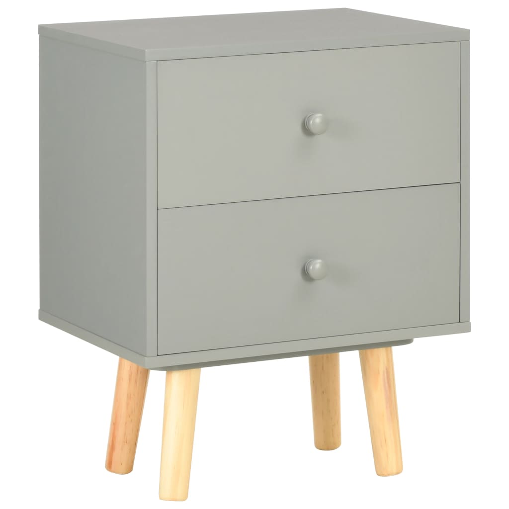 Mesas cabeceira 2 pcs 40x30x50cm madeira pinho maciça cinzento