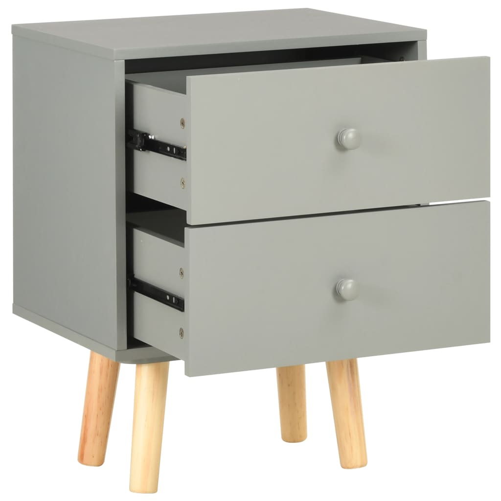 Mesas cabeceira 2 pcs 40x30x50cm madeira pinho maciça cinzento