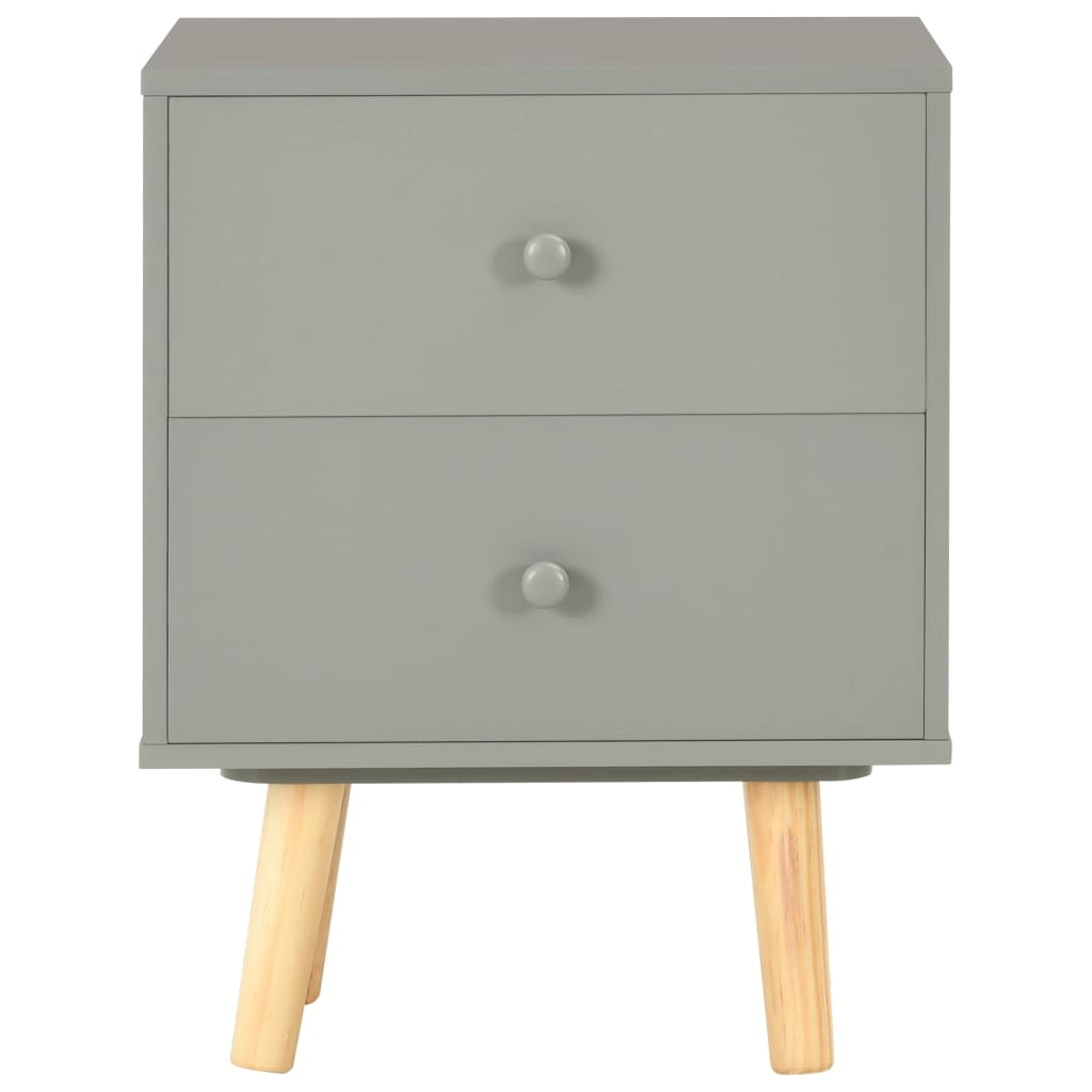 Mesas cabeceira 2 pcs 40x30x50cm madeira pinho maciça cinzento