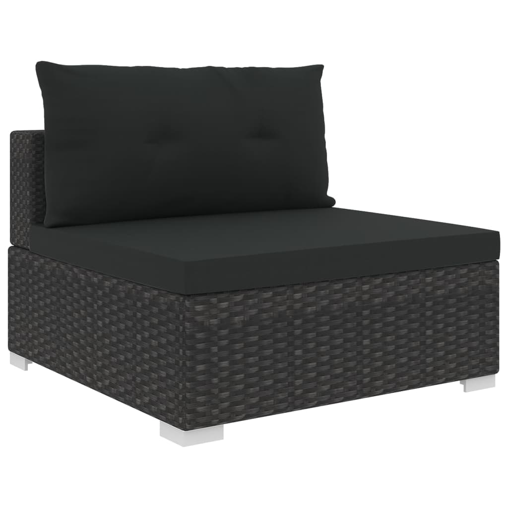 10 pcs conjunto lounge de jardim c/ almofadões vime PE preto