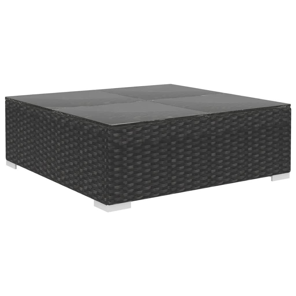 10 pcs conjunto lounge de jardim c/ almofadões vime PE preto