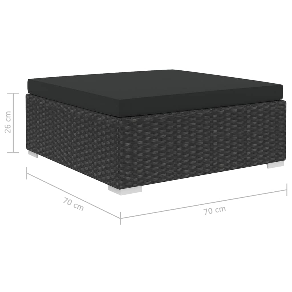 10 pcs conjunto lounge de jardim c/ almofadões vime PE preto