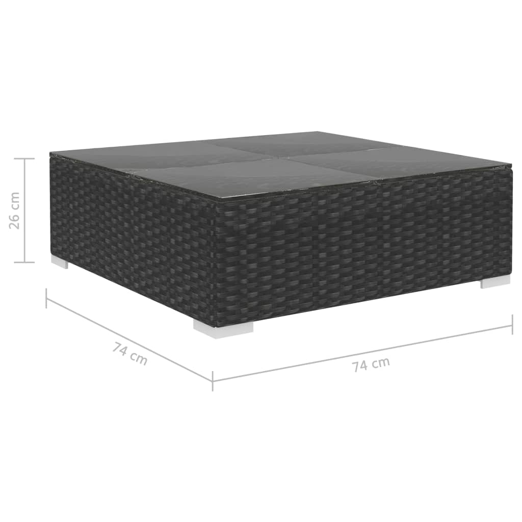 10 pcs conjunto lounge de jardim c/ almofadões vime PE preto