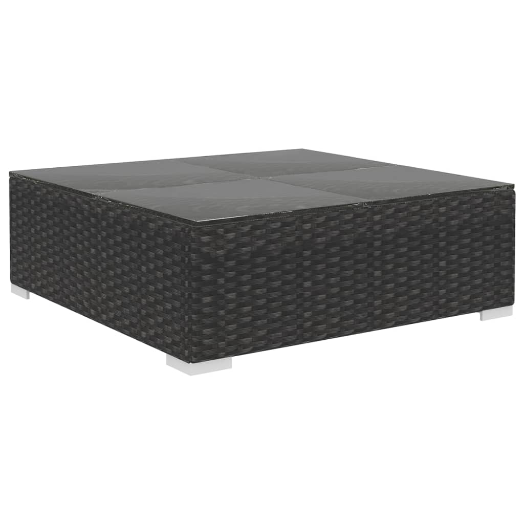 10 pcs conjunto lounge de jardim c/ almofadões vime PE preto