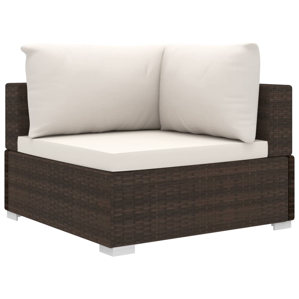 10 pcs conjunto lounge jardim c/ almofadões vime PE castanho